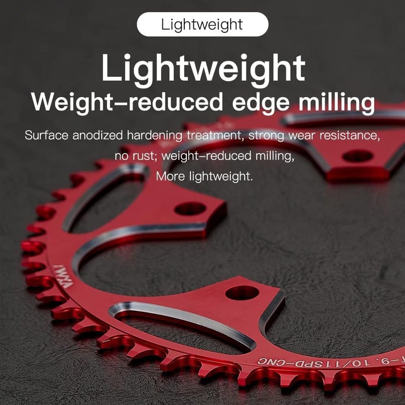 YBEKI 110BCD Chainring - CNC Machined 7075-T6 Aluminum Narrow-Wide Chainwheel for Road Bikes (36-58T Options) | 8-12 Speed Compatible | Ultra-Lightweight | Anti-Drop Design ﻿ (Black/Red) - Image 5